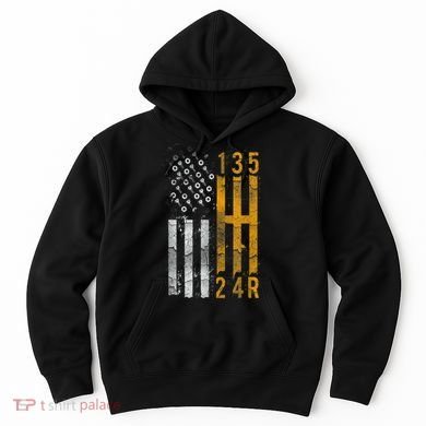 Stick Shift American Flag Muscle Car Mechanic Hoodie