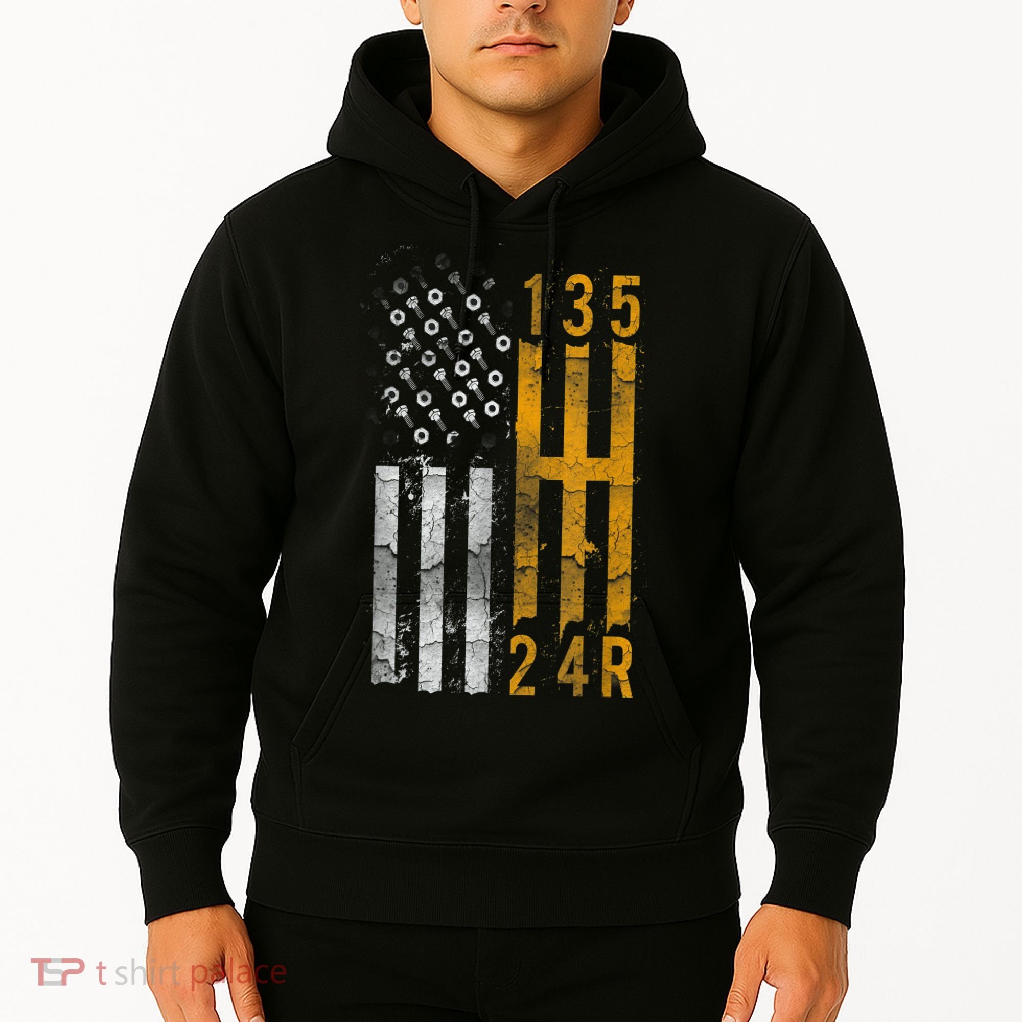 Stick Shift American Flag Muscle Car Mechanic Hoodie
