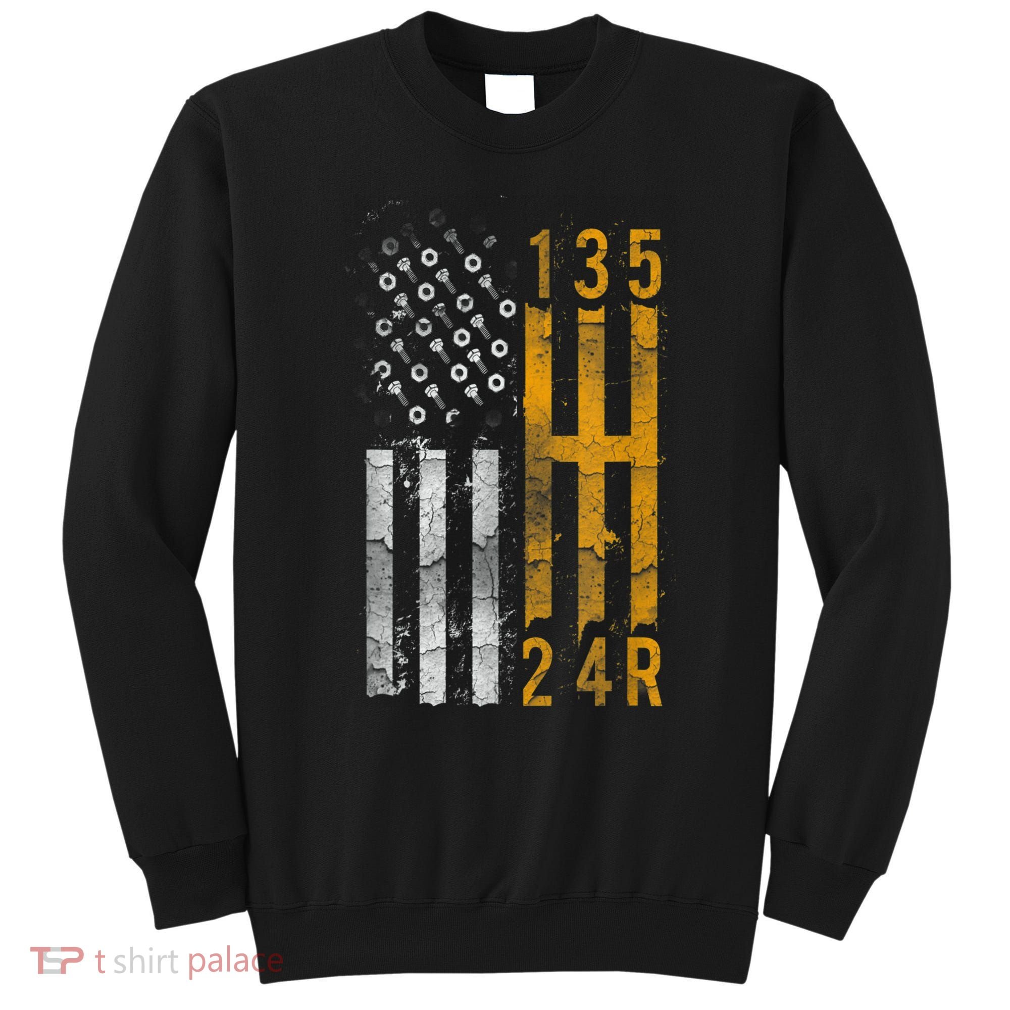 Stick Shift American Flag Muscle Car Mechanic Sweatshirt