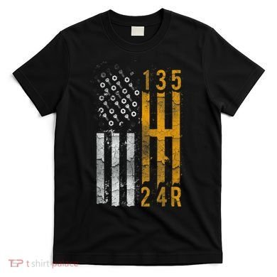 Stick Shift American Flag Muscle Car Mechanic T-Shirt