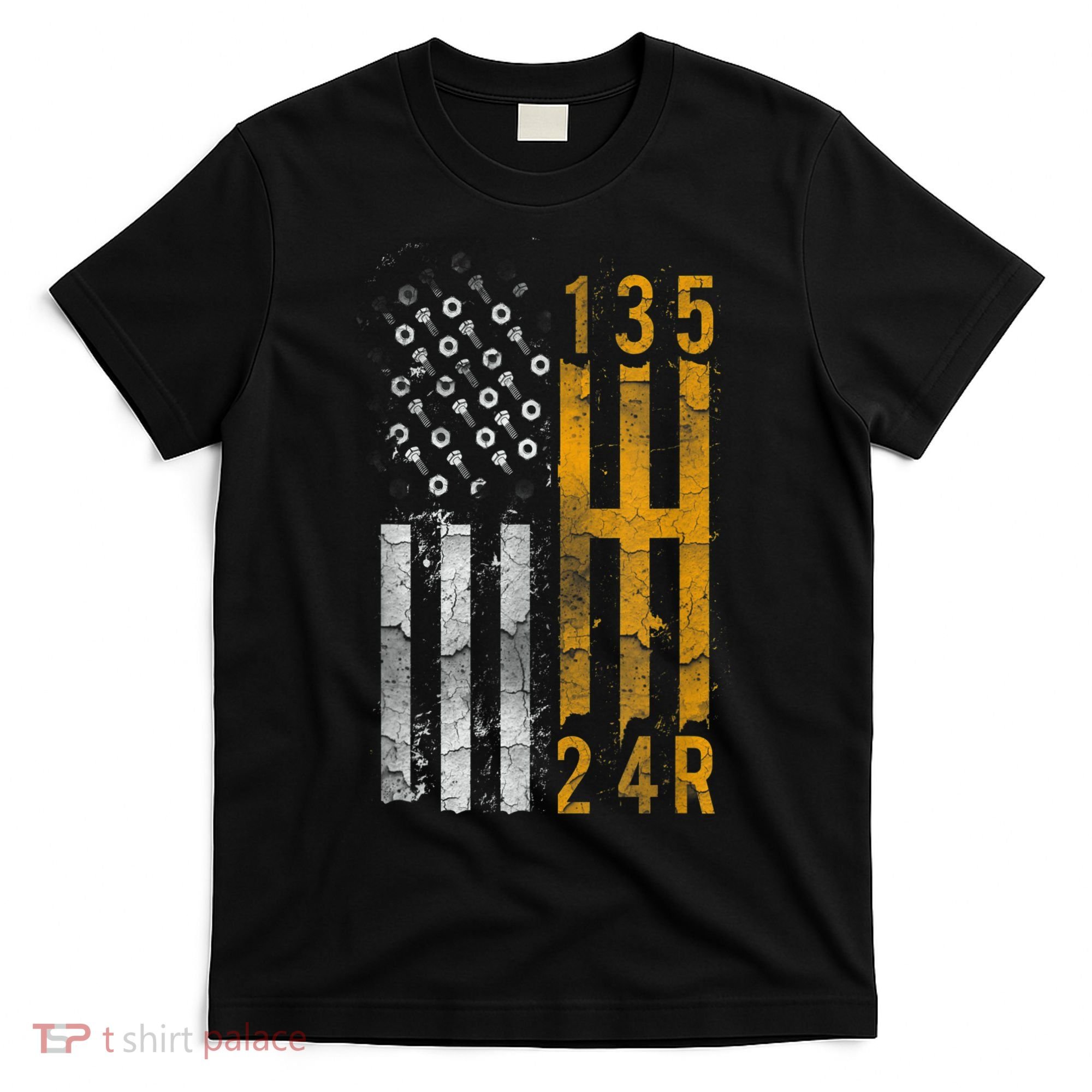 Stick Shift American Flag Muscle Car Mechanic T-Shirt