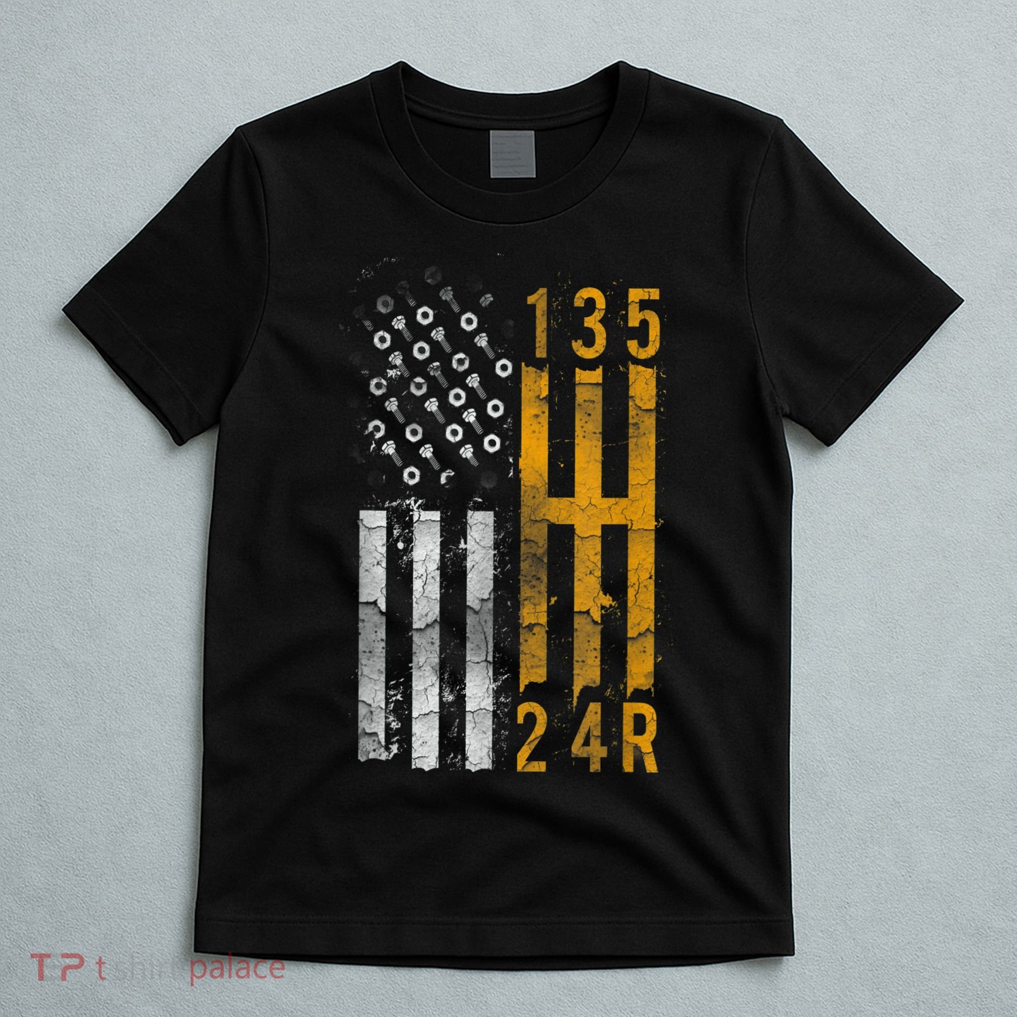 Stick Shift American Flag Muscle Car Mechanic T-Shirt