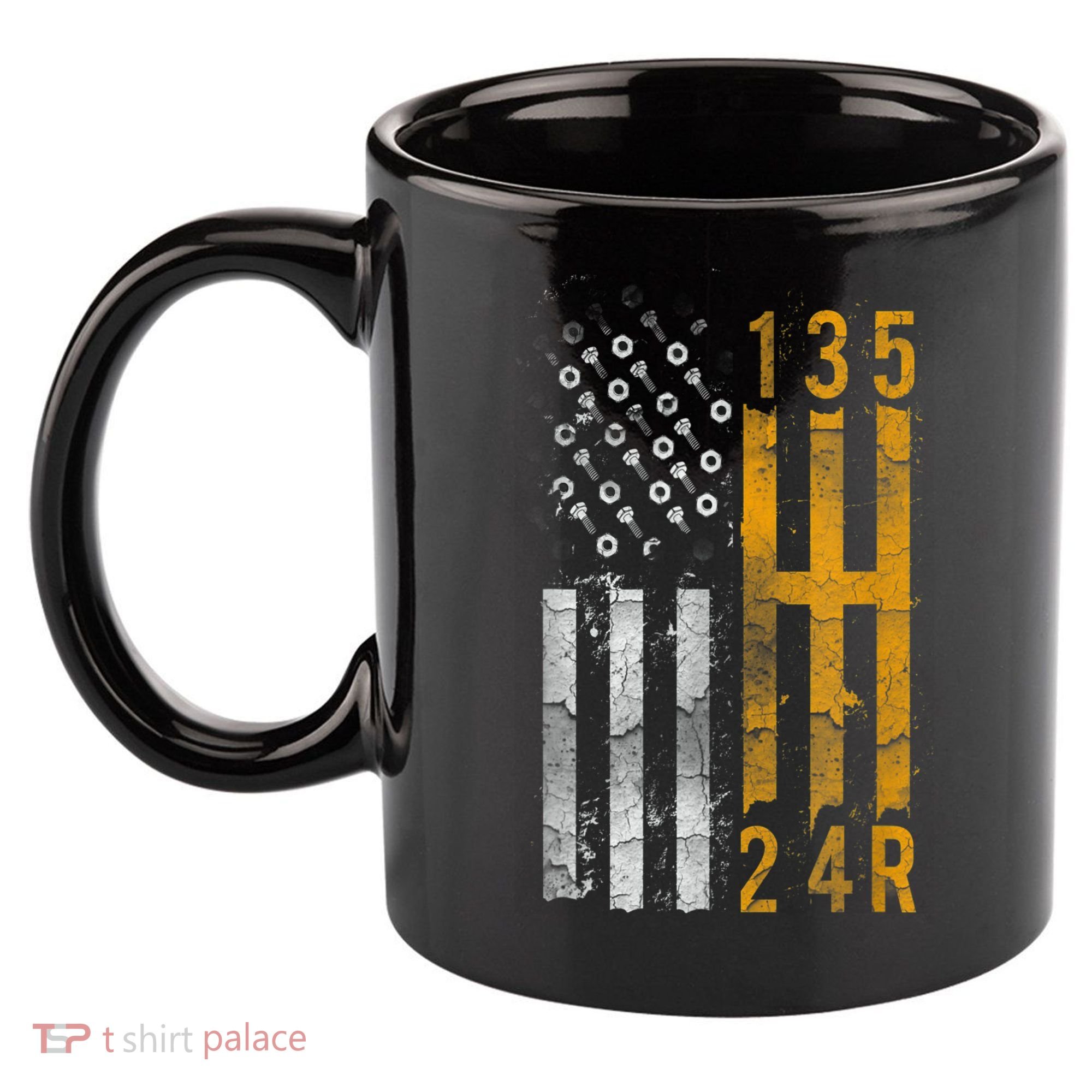 Stick Shift American Flag Muscle Car Mechanic 11oz C Handle Ceramic Mug