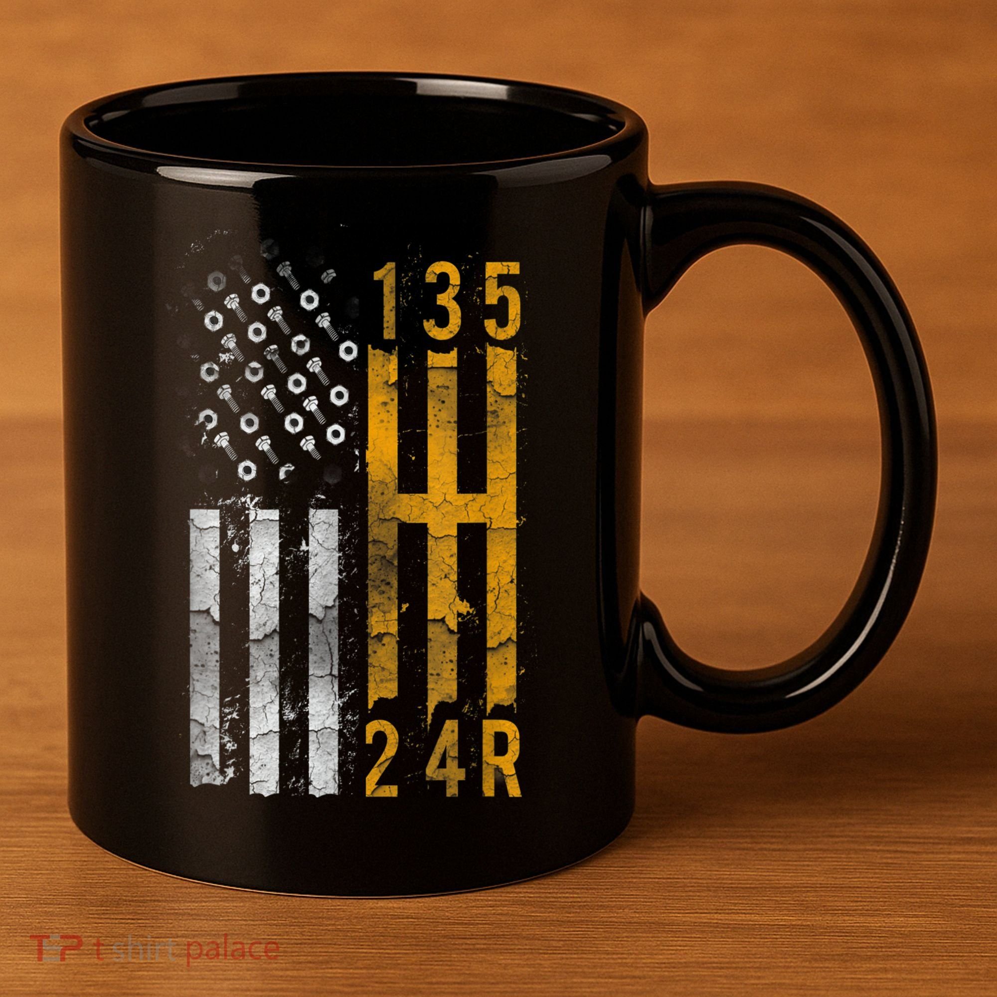 Stick Shift American Flag Muscle Car Mechanic 11oz C Handle Ceramic Mug