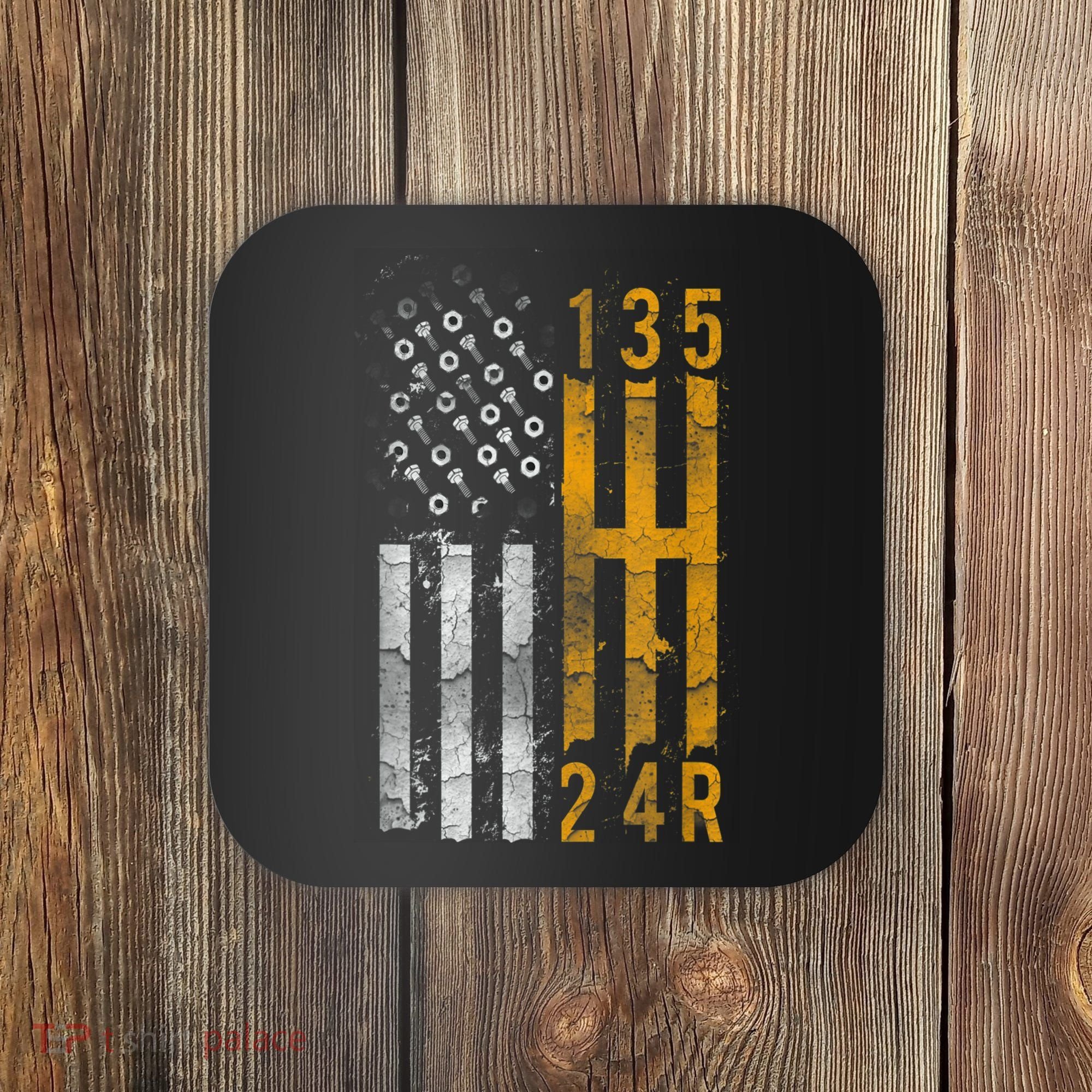 Stick Shift American Flag Muscle Car Mechanic Coaster