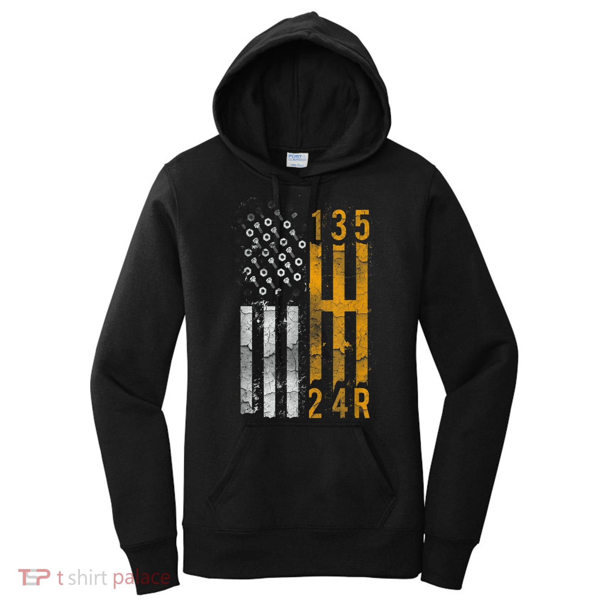 Stick Shift American Flag Muscle Car Mechanic Women's Hoodie