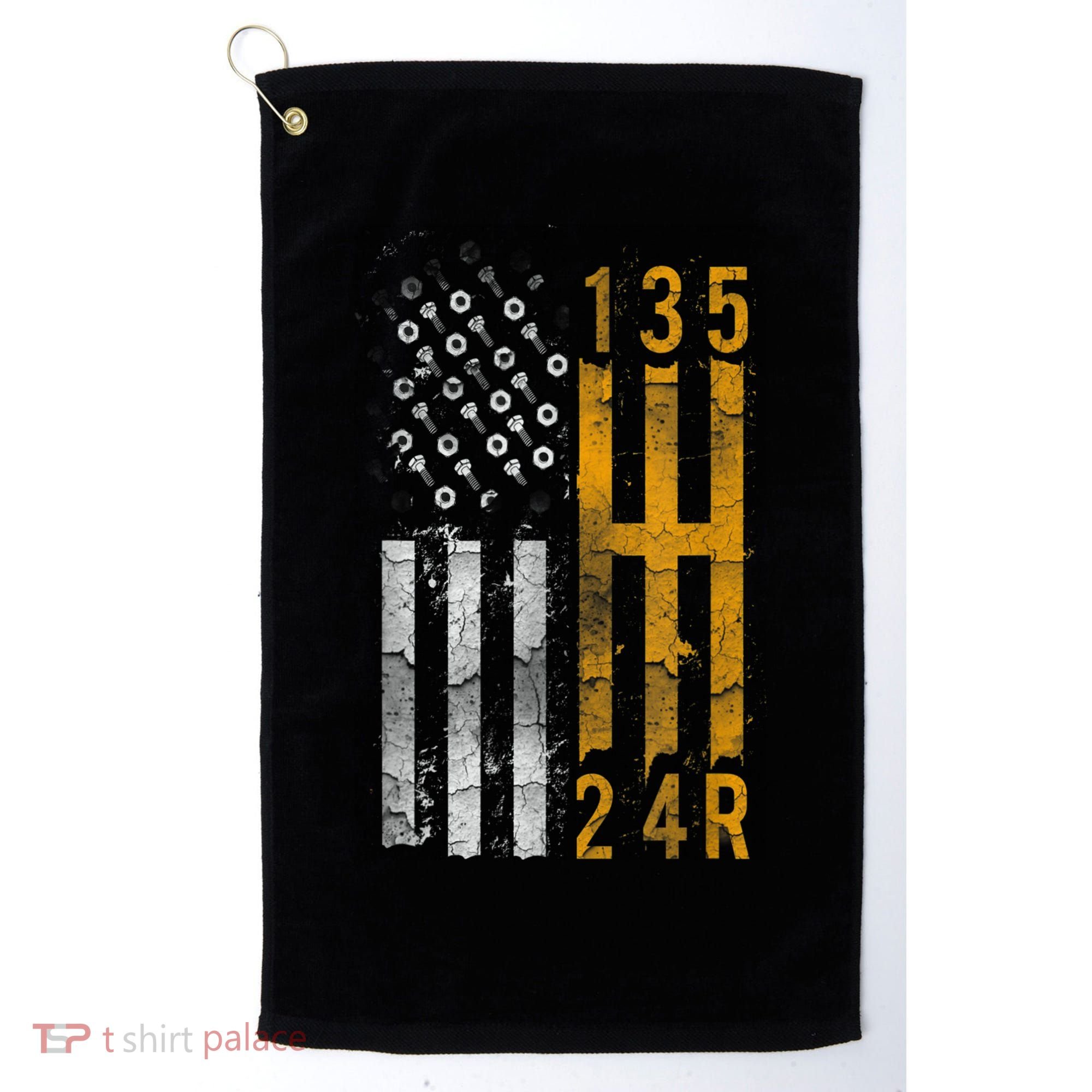 Stick Shift American Flag Muscle Car Mechanic Golf Towel