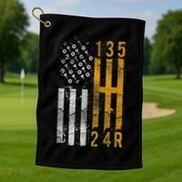 Stick Shift American Flag Muscle Car Mechanic Golf Towel thumb 1