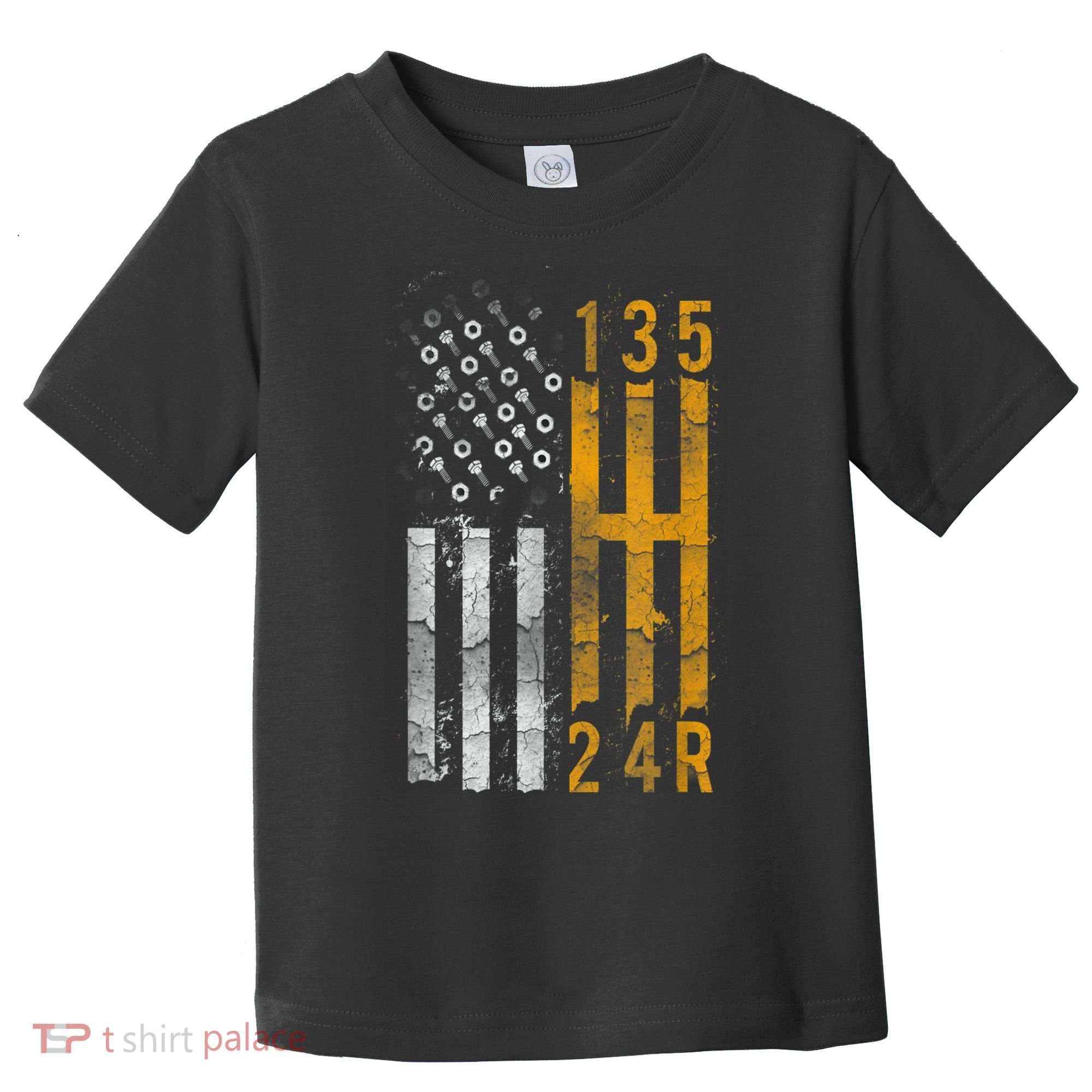 Stick Shift American Flag Muscle Car Mechanic Toddler T-Shirt