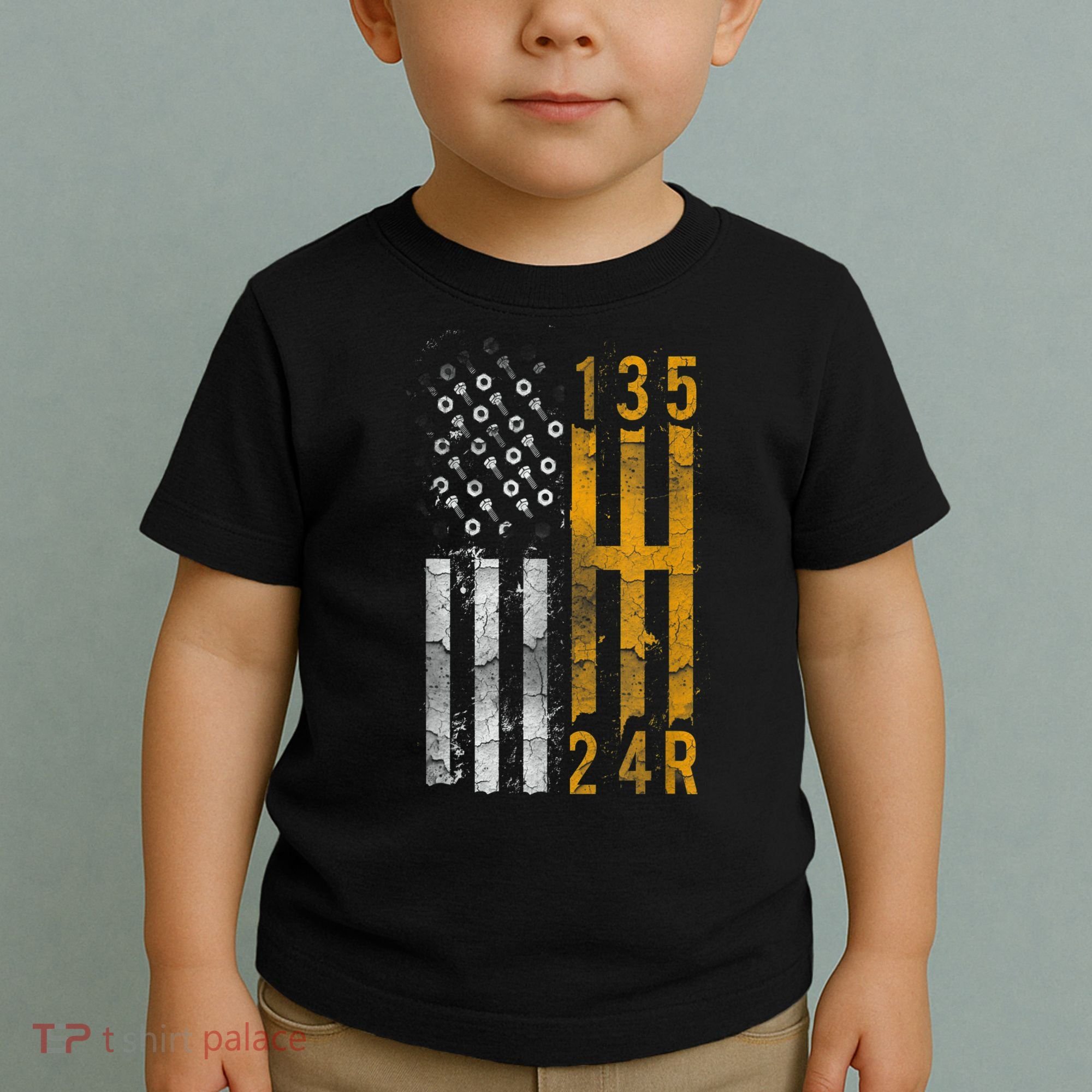 Stick Shift American Flag Muscle Car Mechanic Toddler T-Shirt