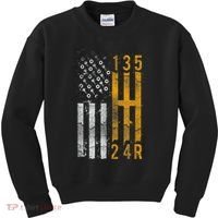 Stick Shift American Flag Muscle Car Mechanic Kids Sweatshirt thumb 0