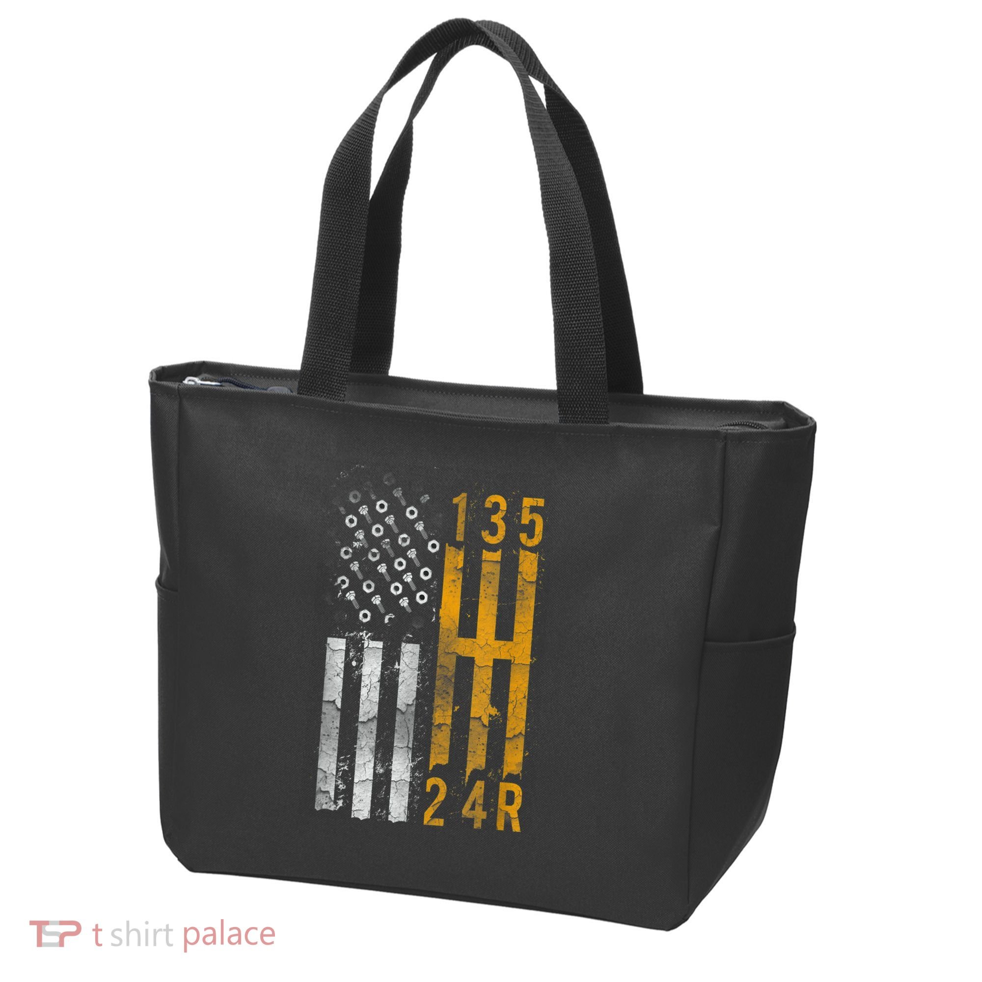 Stick Shift American Flag Muscle Car Mechanic Tote Bag
