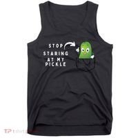 Stop Staring At My Pickle Adult Humor Pickle Lover Tank Top thumb 0