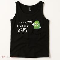 Stop Staring At My Pickle Adult Humor Pickle Lover Tank Top thumb 2