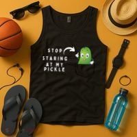 Stop Staring At My Pickle Adult Humor Pickle Lover Tank Top thumb 4