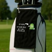 Stop Staring At My Pickle Adult Humor Pickle Lover Golf Towel thumb 2
