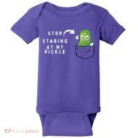 Stop Staring At My Pickle Adult Humor Pickle Lover Baby Bodysuit thumb 0