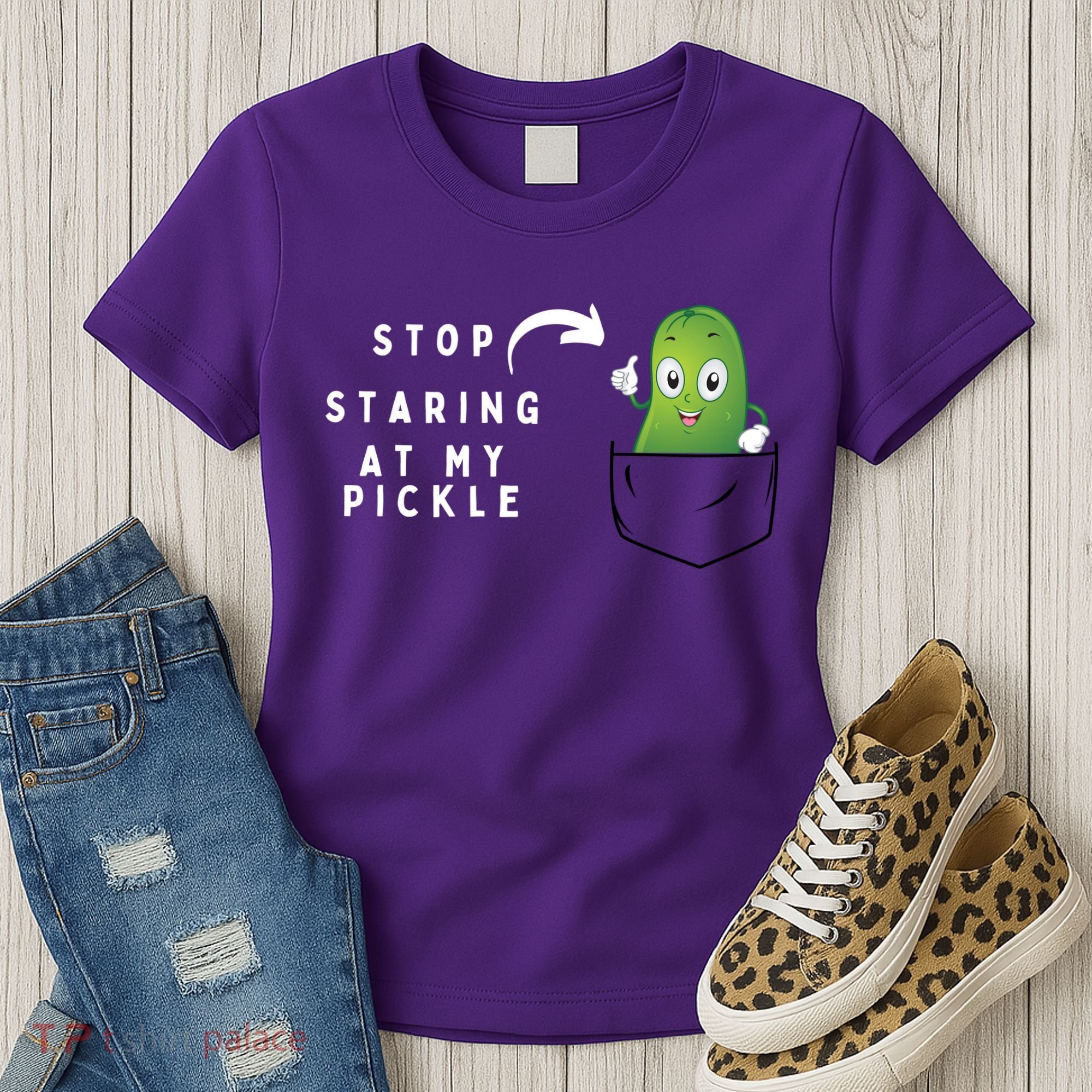 Stop Staring At My Pickle Adult Humor Pickle Lover Women's T-Shirt