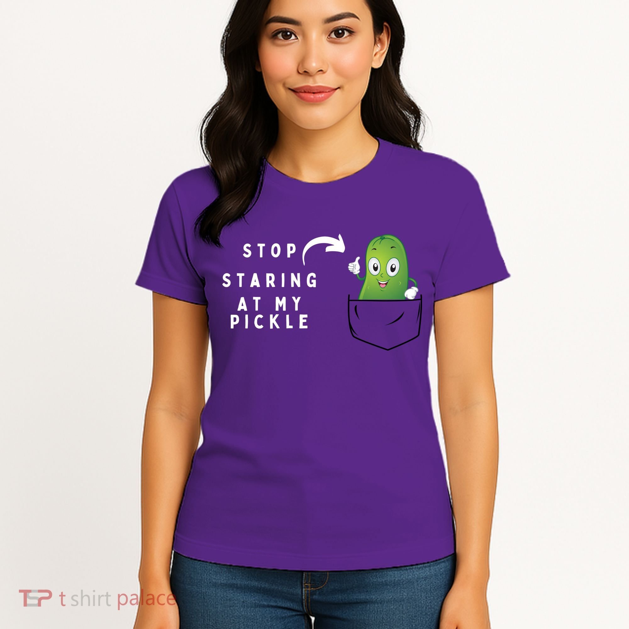 Stop Staring At My Pickle Adult Humor Pickle Lover Women's T-Shirt