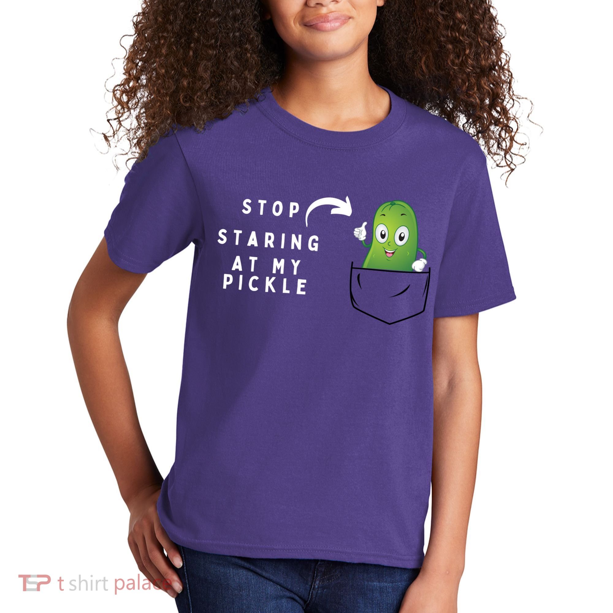 Stop Staring At My Pickle Adult Humor Pickle Lover Kids T-Shirt