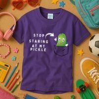 Stop Staring At My Pickle Adult Humor Pickle Lover Kids T-Shirt thumb 3