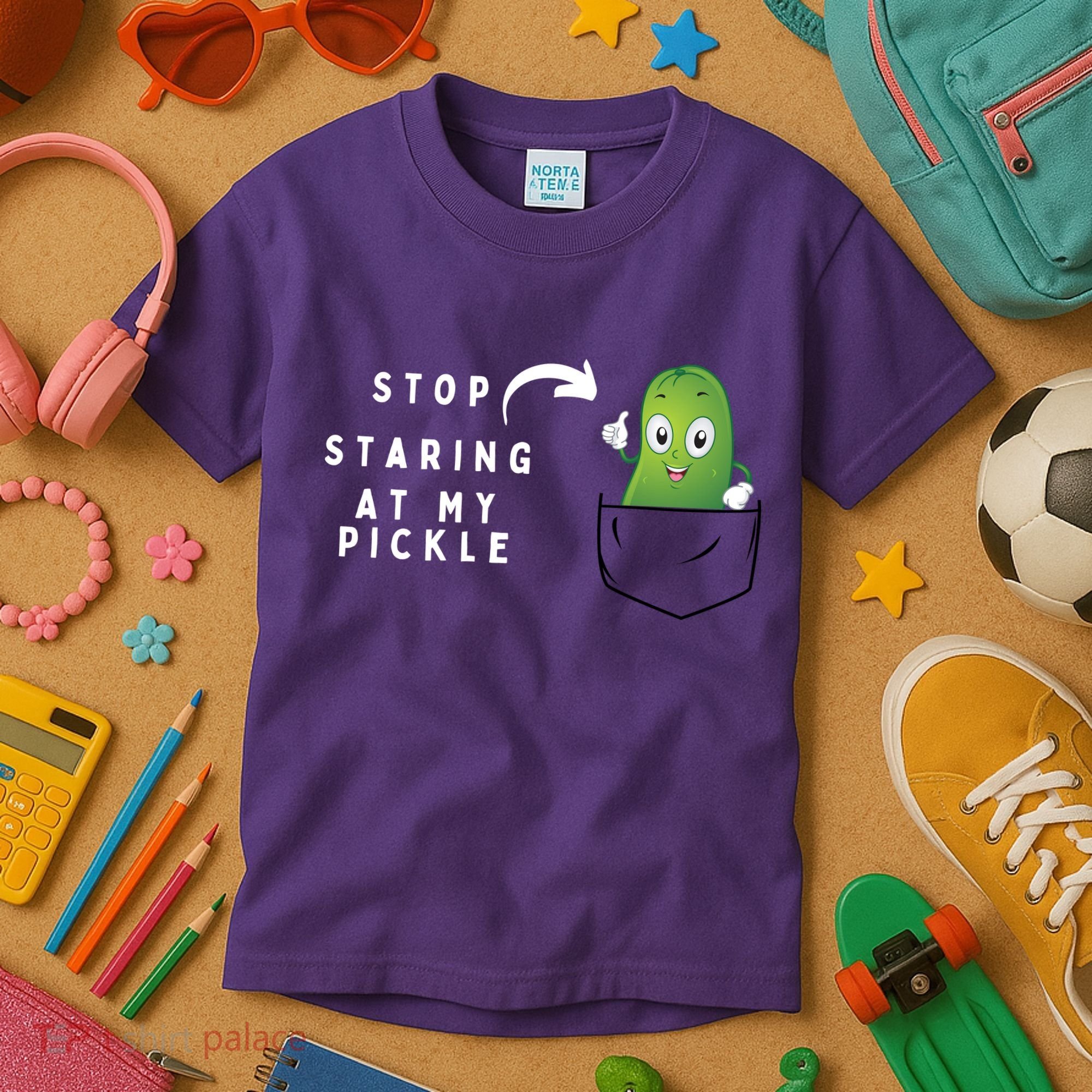 Stop Staring At My Pickle Adult Humor Pickle Lover Kids T-Shirt