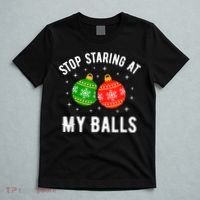 Stop Staring At My Balls Funny Dirty Christmas T-Shirt thumb 5