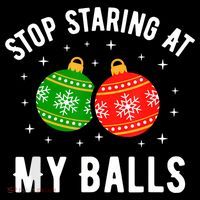 Stop Staring At My Balls Funny Dirty Christmas Women's Hoodie thumb 2