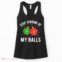 Stop Staring At My Balls Funny Dirty Christmas Women's Tank Top thumb 0