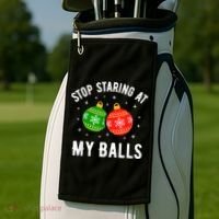 Stop Staring At My Balls Funny Dirty Christmas Golf Towel thumb 2