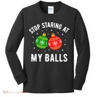 Stop Staring At My Balls Funny Dirty Christmas Kids Long Sleeve Shirt thumb 0