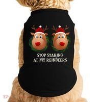 Stop Staring At My Reindeers Ugly Gag Xmas Sweater Christmas Doggie Tank thumb 0