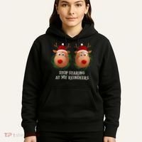 Stop Staring At My Reindeers Ugly Gag Xmas Sweater Christmas Hoodie thumb 5