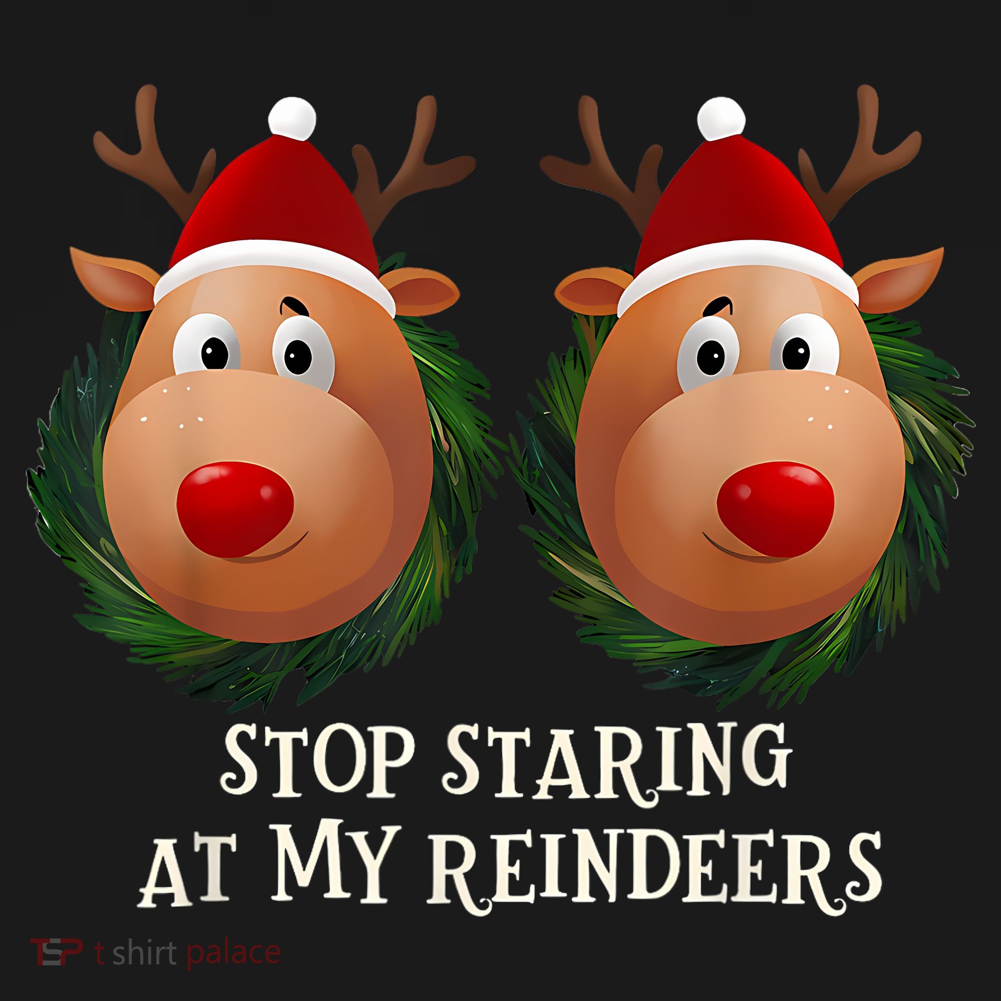 Stop Staring At My Reindeers Ugly Gag Xmas Sweater Christmas T-Shirt