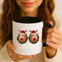 Stop Staring At My Reindeers Ugly Gag Xmas Sweater Christmas Coffee Mug thumb 3