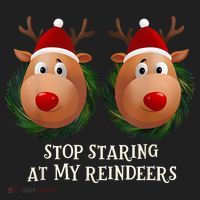 Stop Staring At My Reindeers Ugly Gag Xmas Sweater Christmas Beanie thumb 2