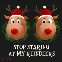Stop Staring At My Reindeers Ugly Gag Xmas Sweater Christmas Women's Hoodie thumb 2