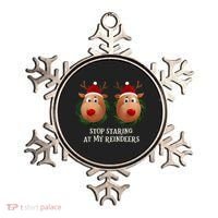 Stop Staring At My Reindeers Ugly Gag Xmas Sweater Christmas Ornament thumb 0