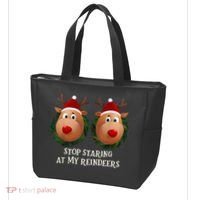 Stop Staring At My Reindeers Ugly Gag Xmas Sweater Christmas Tote Bag thumb 3