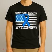 Support Squad ALS Awareness Month USA American Flag Dad  T-Shirt thumb 3