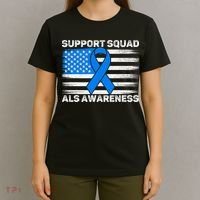 Support Squad ALS Awareness Month USA American Flag Dad  T-Shirt thumb 4
