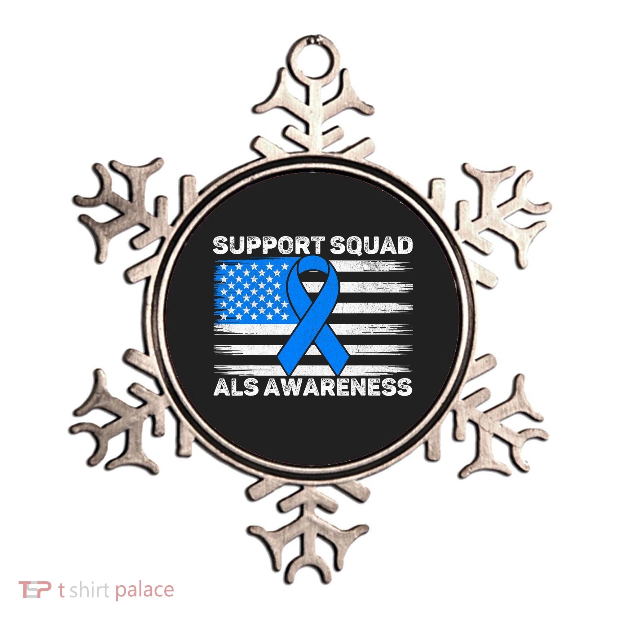 Support Squad ALS Awareness Month USA American Flag Dad  Ornament