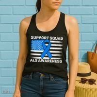 Support Squad ALS Awareness Month USA American Flag Dad  Women's Tank Top thumb 2