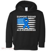 Support Squad ALS Awareness Month USA American Flag Dad  Toddler Hoodie thumb 0