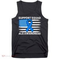Support Squad ALS Awareness Month USA American Flag Dad  Tank Top thumb 0