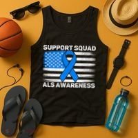 Support Squad ALS Awareness Month USA American Flag Dad  Tank Top thumb 4
