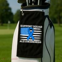 Support Squad ALS Awareness Month USA American Flag Dad  Golf Towel thumb 2