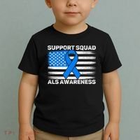 Support Squad ALS Awareness Month USA American Flag Dad  Toddler T-Shirt thumb 2