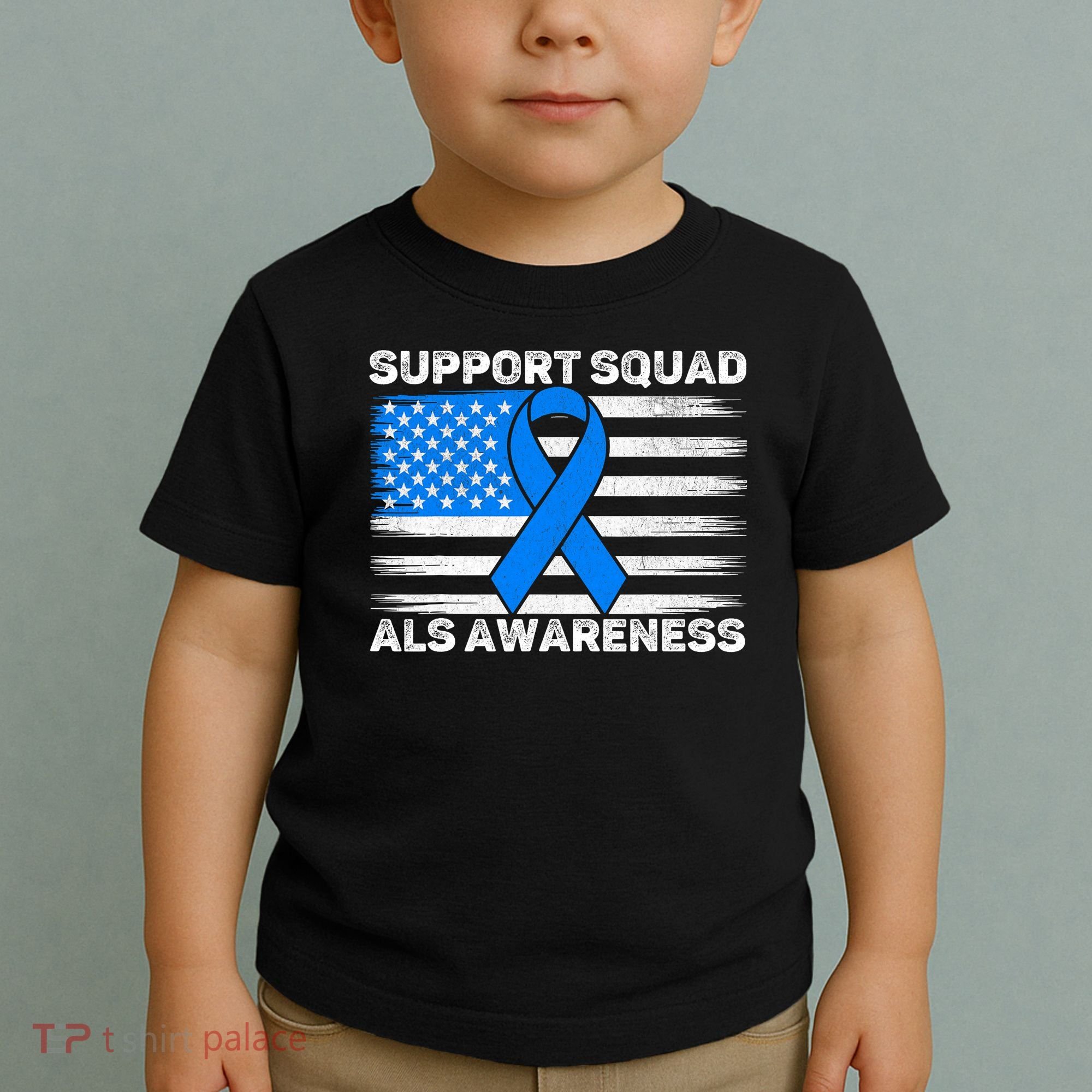 Support Squad ALS Awareness Month USA American Flag Dad  Toddler T-Shirt