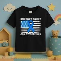 Support Squad ALS Awareness Month USA American Flag Dad  Toddler T-Shirt thumb 3